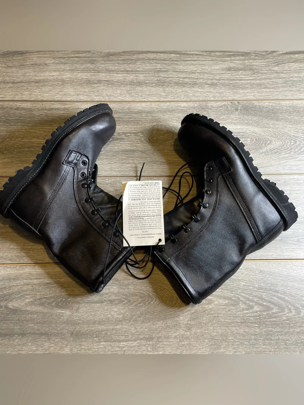 Vintage US Military Intermediate Cold Wet Boot Black Leather Vibram Sz 10.5N